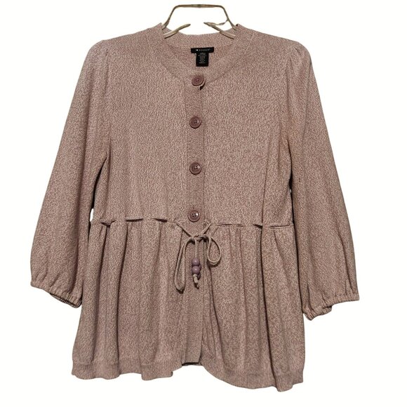 Light Weight Mauve Knit Cardigan Large Button Closure Size L - Picture 1 of 4